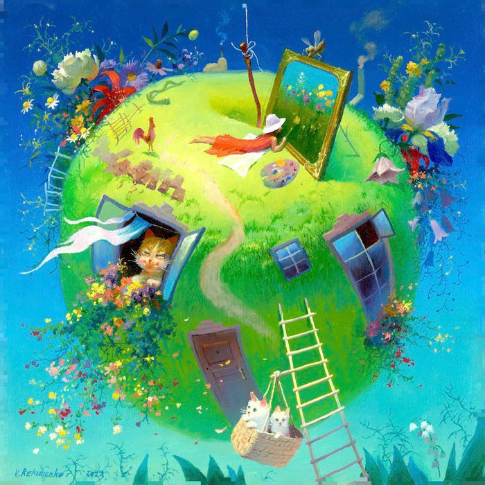 Artifact Wooden Puzzles - Valentine Rekunenko: Green Apple With Cats