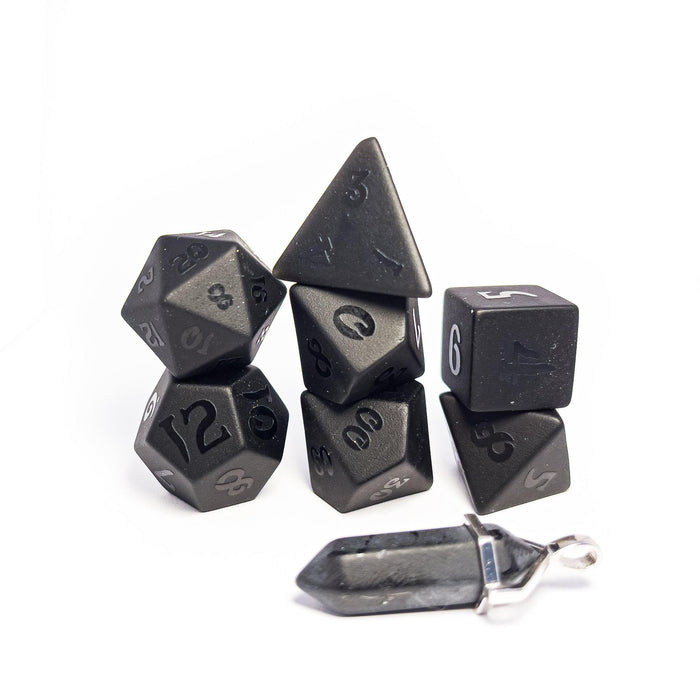 Raised Obsidian (Semi-Precious Gemstone 7-Die RPG Set)