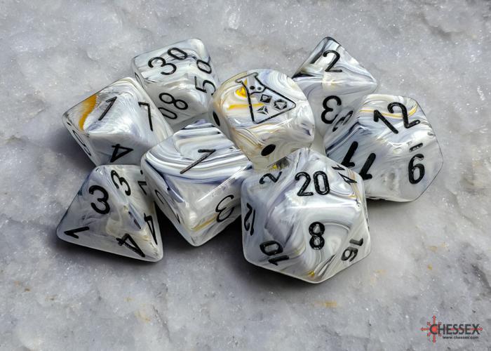 Lab Dice: Marble Calcite/black (8-Die RPG Set)