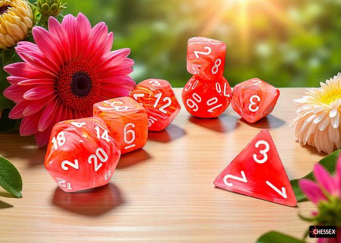 Festive Dahlia/white (Mega 7-Die RPG Set)