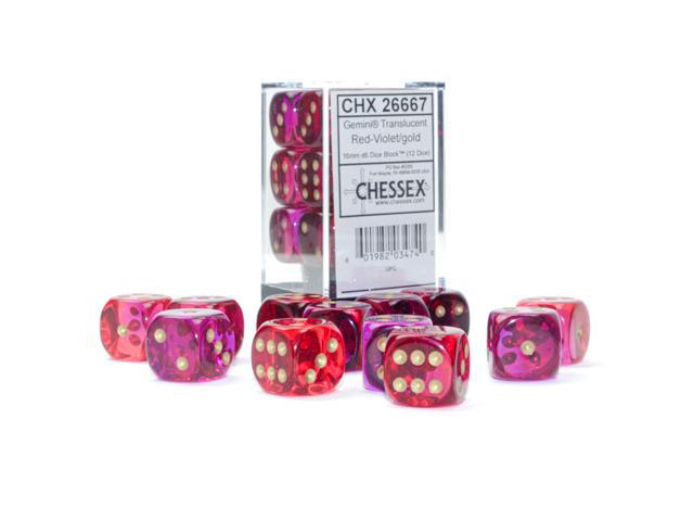 Gemini Translucent Red-Violet/gold (16mm D6 Dice Set)
