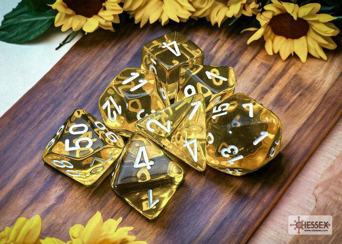 Translucent Yellow/white (7-Die RPG Set)