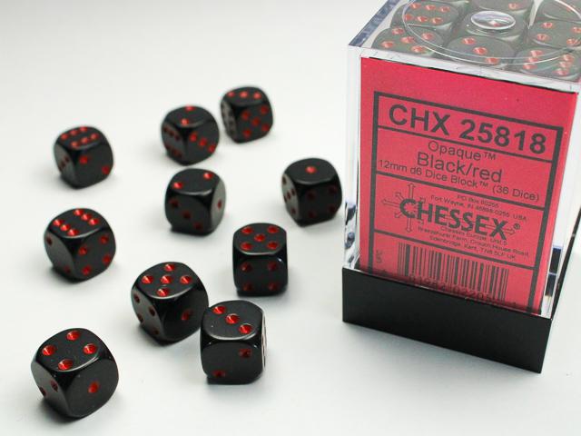 Opaque Black/red (12mm D6 Dice Set)