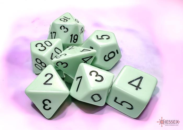 Opaque Pastel Green/black (7-Die RPG Set)