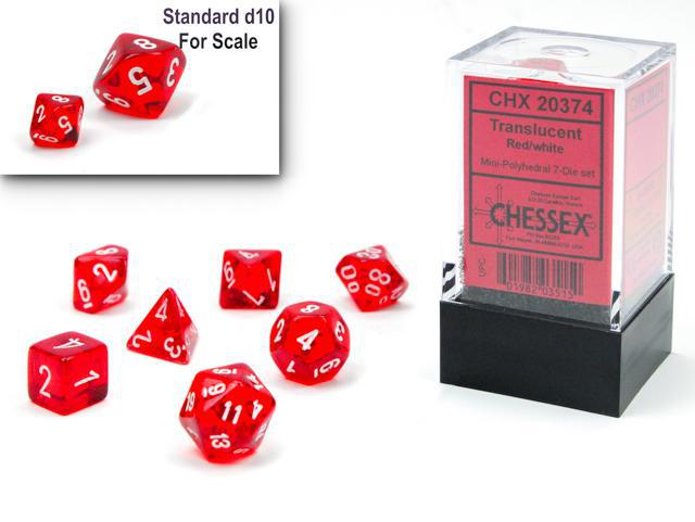 Translucent Red/white (Mini 7-Die RPG Set)