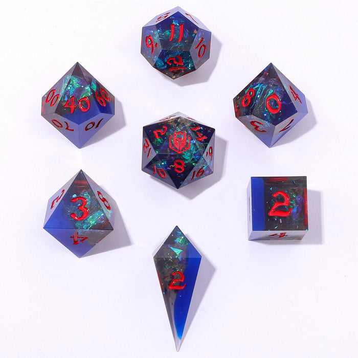 Sapphire Inferno (Sharp Edge Resin RPG Dice Set)