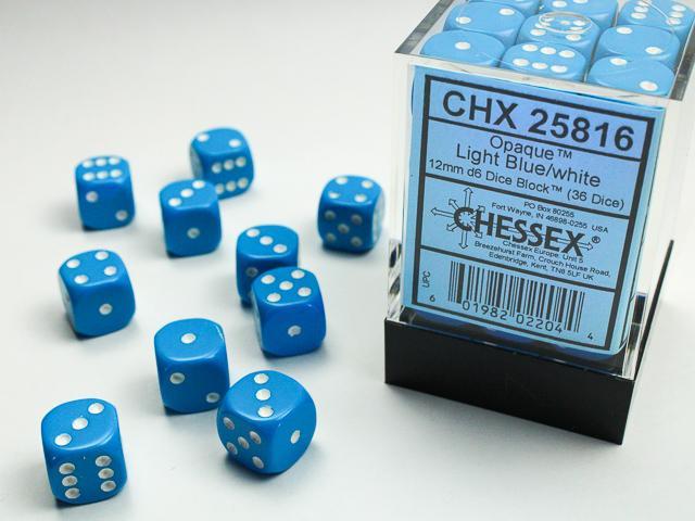 Opaque Light Blue/white (12mm D6 Dice Set)