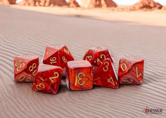 Scarab Scarlet/gold (Mega 7-Die RPG Set)