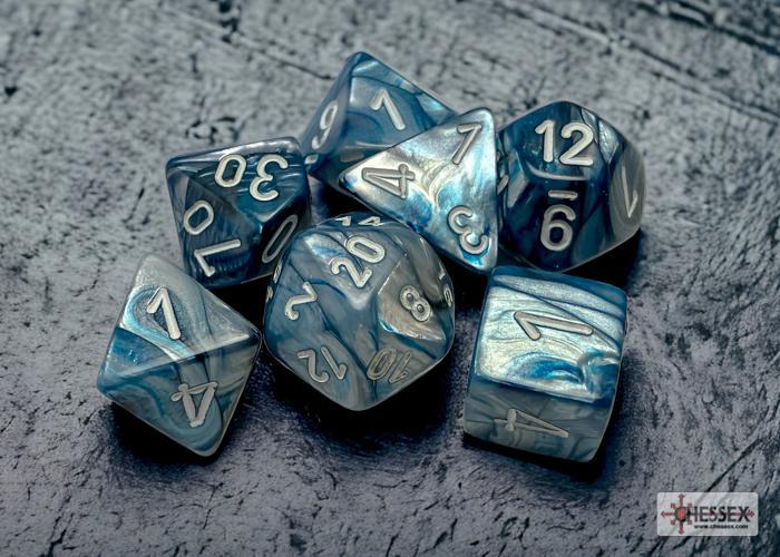 Lustrous Slate/white (7-Die RPG Set)