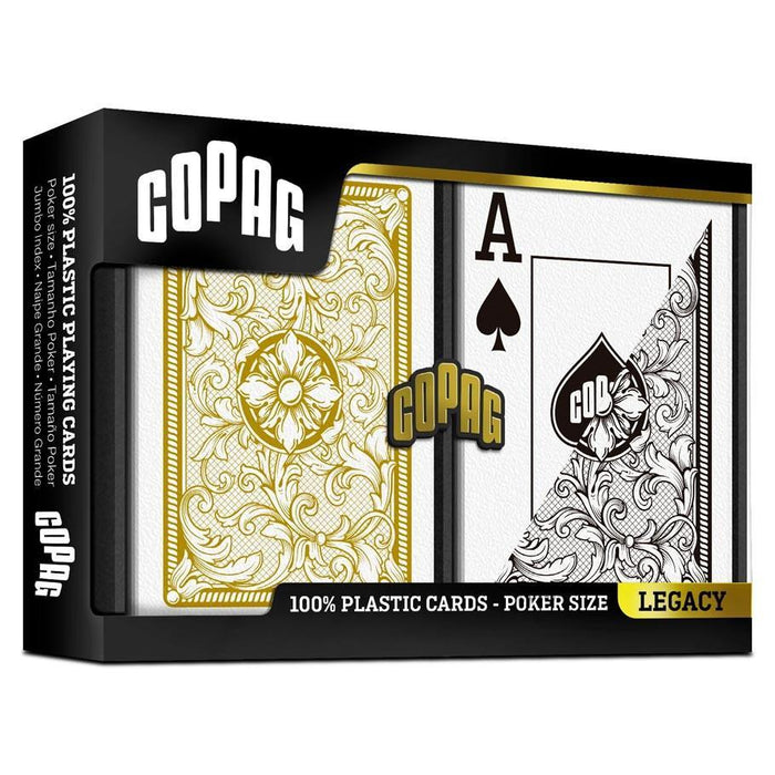 COPAG Legacy Black & Gold Plastic Poker Size Jumbo Index 2-Pack