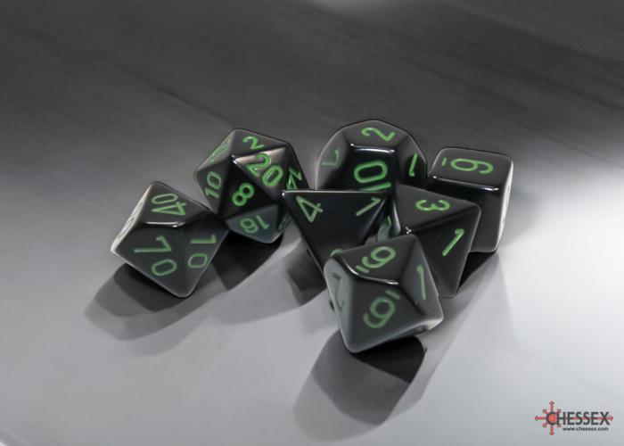 Opaque Black/green (7-Die RPG Set)