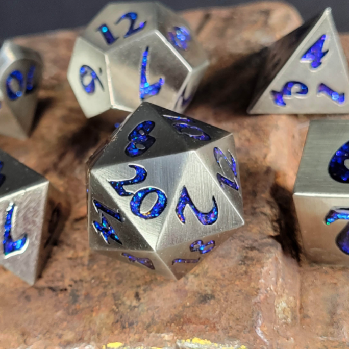 Lore Antique Silver w/ Blue Mica (7 Die Metal Set)