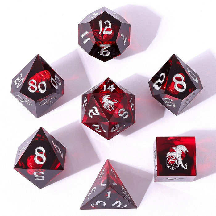 Captured Magic: Ghost Skulls Red & Black (7-Die RPG Set)