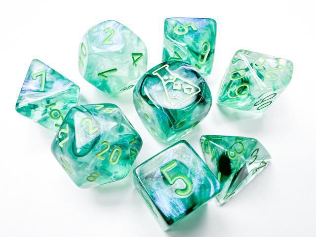 Lab Dice: Borealis Kelp/light green Luminary (8-Die RPG Set)