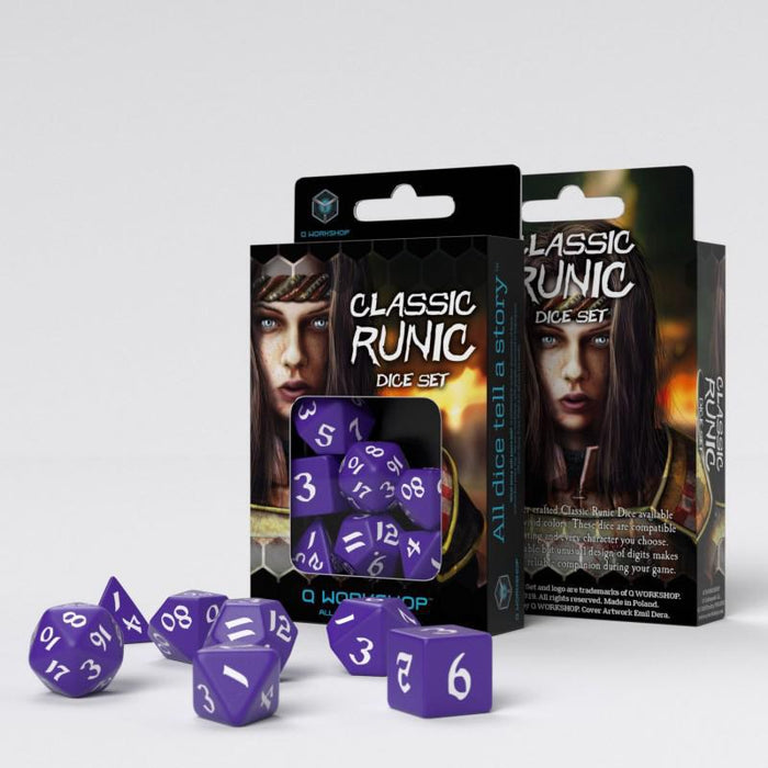 Q Workshop Classic Runic Dice Set: Purple/White