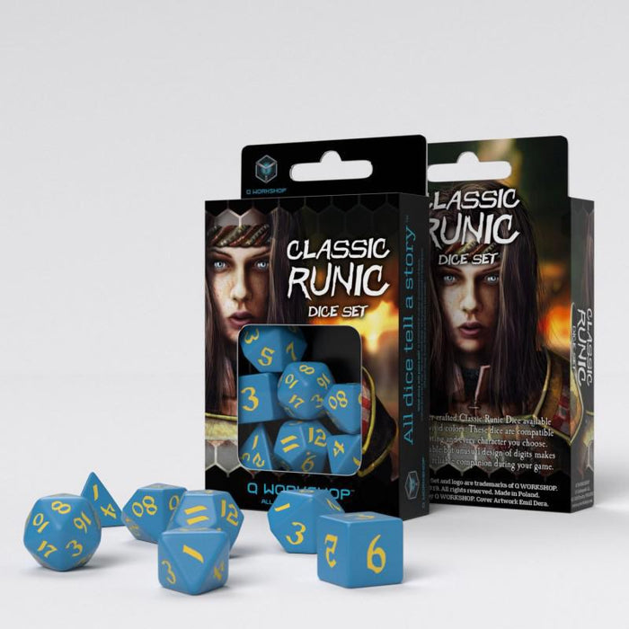 Q Workshop Classic Runic Dice Set: Blue/Yellow