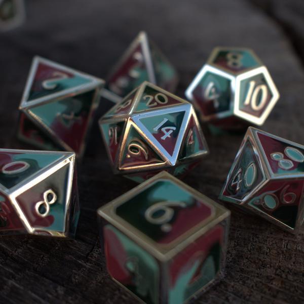 Mint & Maroon (Metal 7-Die RPG Set)