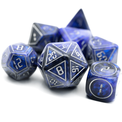 Cybernated Blue & Black (7-Die RPG Set)