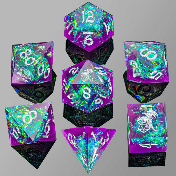 Captured Magic: Purple & Green (7-Die RPG Set)