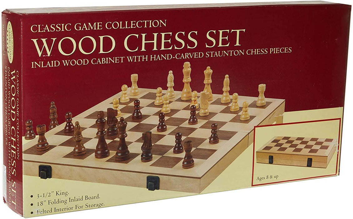 18" Wood Folding Chess Set