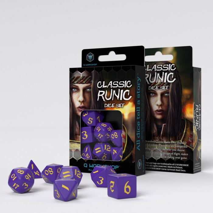 Q Workshop Classic Runic Dice Set: Purple/Yellow