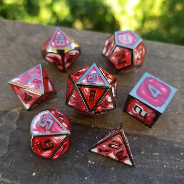 Blood Chalice Enamel Metal Dice RPG Set