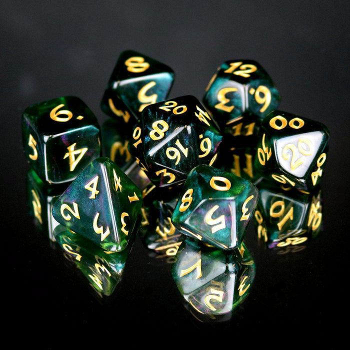 Elessia Moonstone Farallon with Gold (7-Die RPG Set)