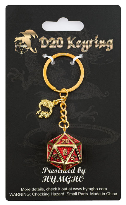 Draconis Gold and Ruby D20 Keychain