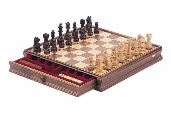 Classic Wooden Chess & Checkers Set (15" board)