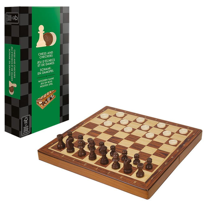 Chess and Checkers - Folding Wooden Set