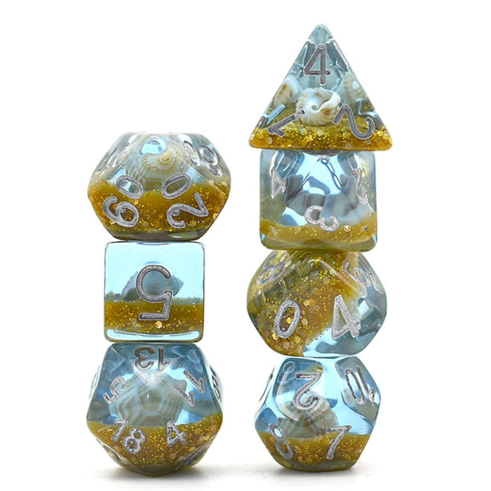 Blue and Gold Beach Conch (7-Die RPG Set)