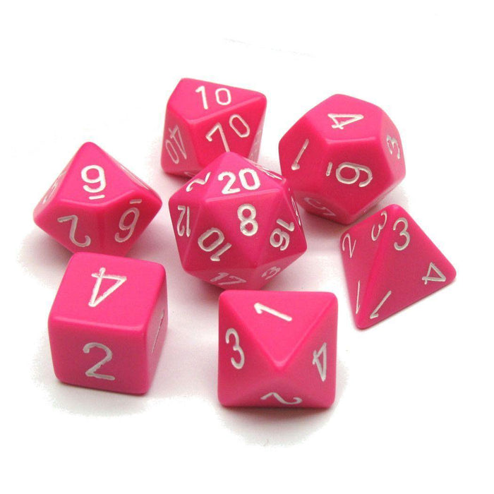 Opaque Pink/white (7-Die RPG Set)