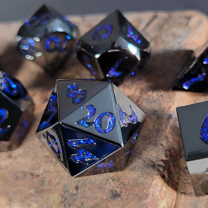 Lore Gunmetal with Blue Mica (Metal 7-Die RPG Set)