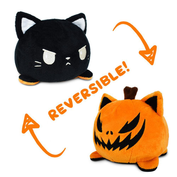 Teeturtle Reversible Cat Plush: Black & Pumpkin