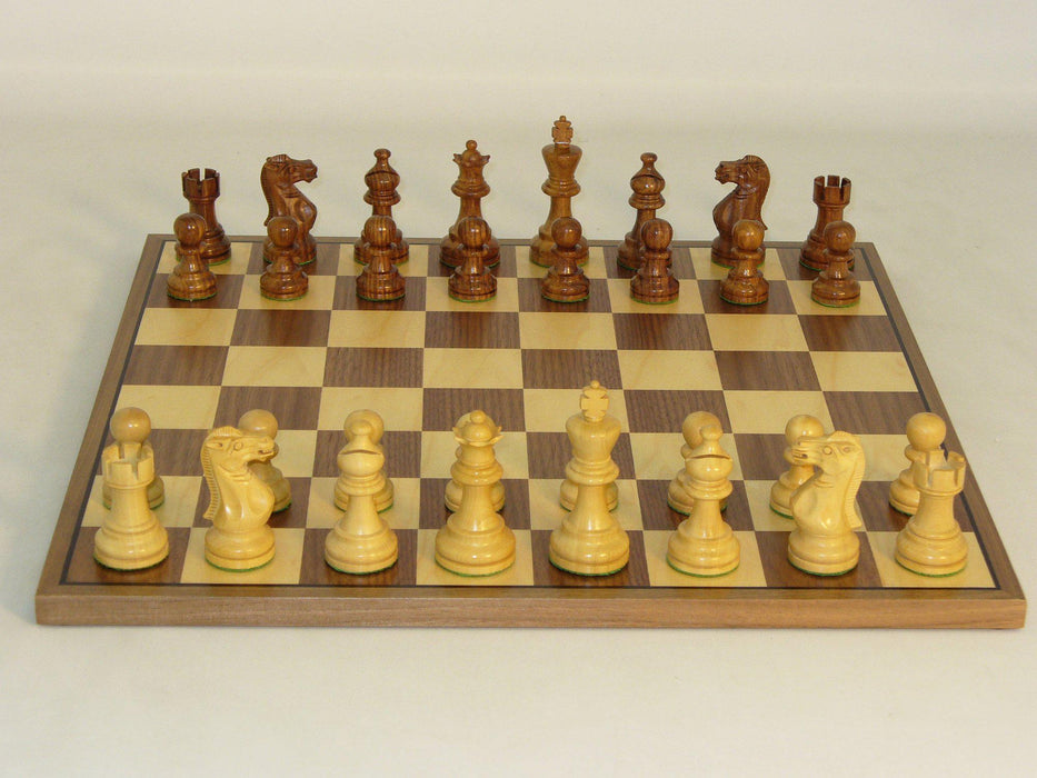 WorldWise Chess Set 14" Walnut and Maple Board 3" American Emperor Style Sheesham Men