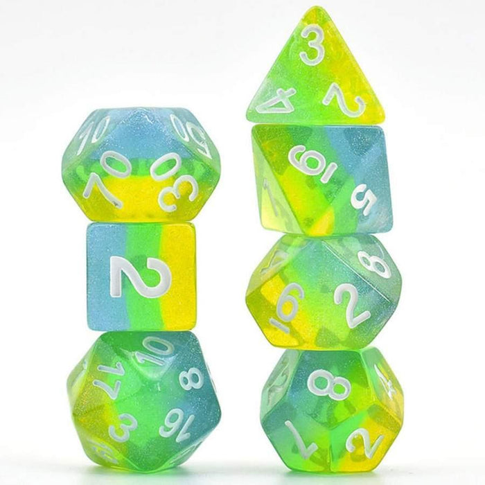 Blue Green & Yellow Shimmer Layer (7-Die RPG Set)