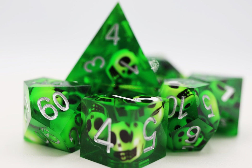 Green Skulls (Resin 7-Die RPG Set)