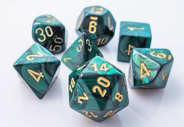 Scarab Jade/gold (7-Die RPG Set)