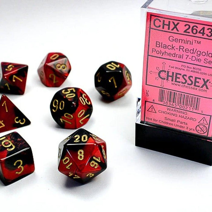 Gemini Black-Red w/gold (7-Die RPG Set)