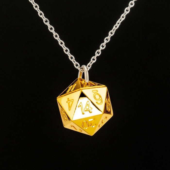 Gold Metal d20 Necklace