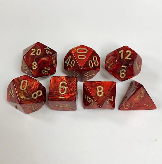 Scarab Scarlet/gold (7-Die RPG Set)