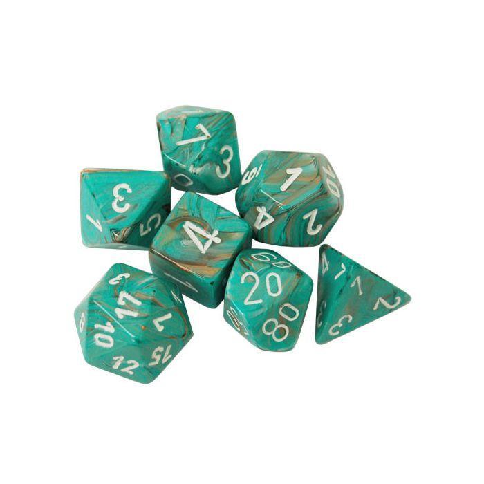 Marble Oxi-Copper/white (7-Die RPG Set)