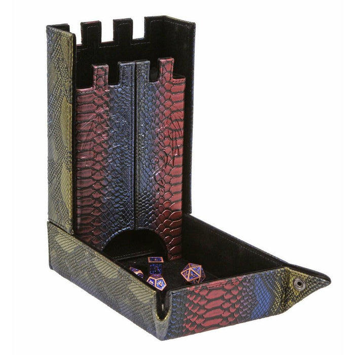 Forged Draco Castle Dice Tower and Tray (Rainbow Scale)