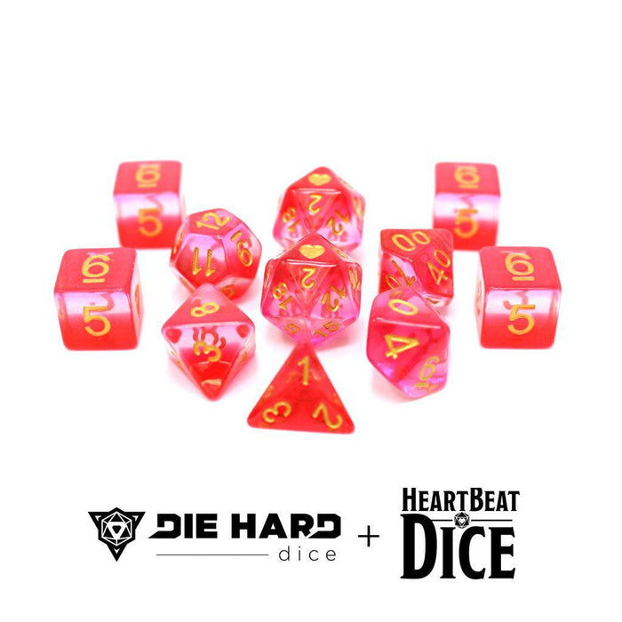 DH Dice - 11 Piece Heartbeat Dice Set - Lesbian Pride