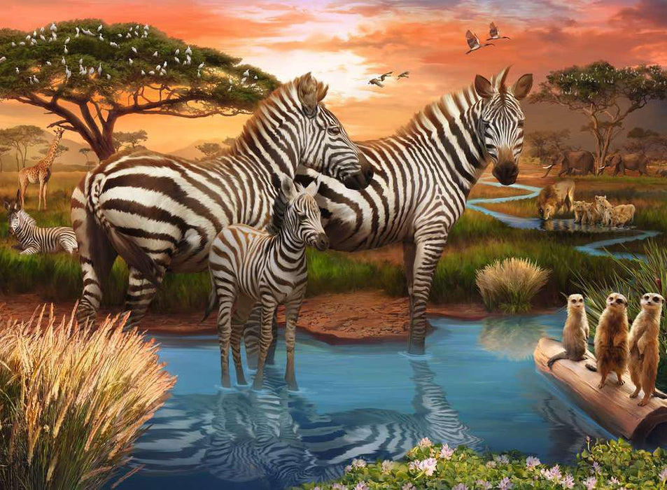 Zebras at the Waterhole (Ravensburger 500pc)