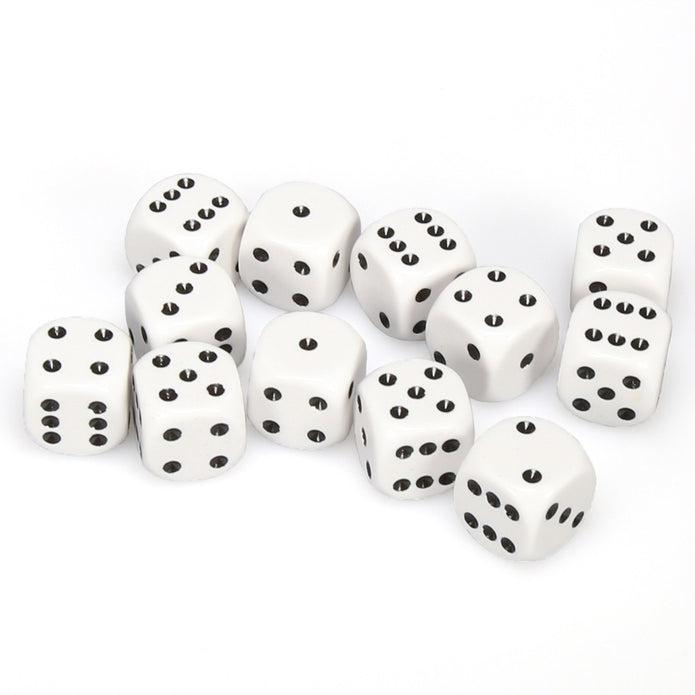 Opaque White/Black (16mm D6 Dice Set)