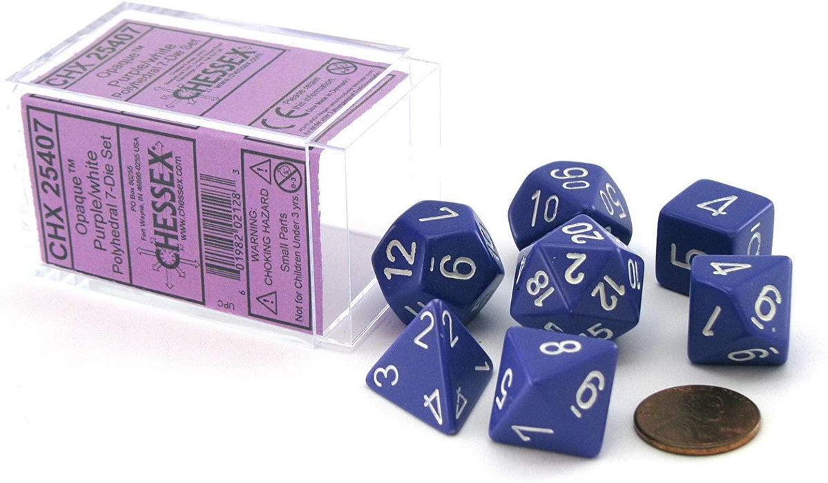 Opaque Purple/white (7-Die RPG Set)