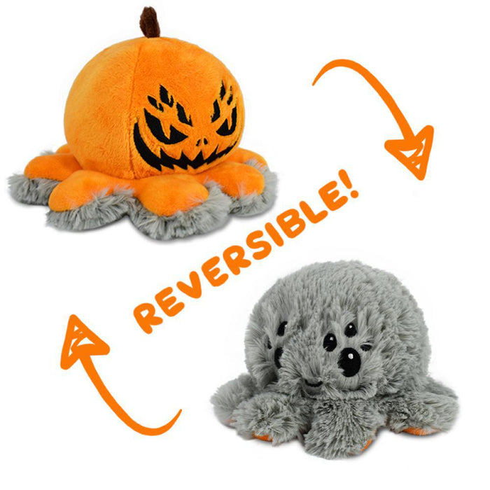 Teeturtle Reversible Spider Plush: Gray & Pumpkin