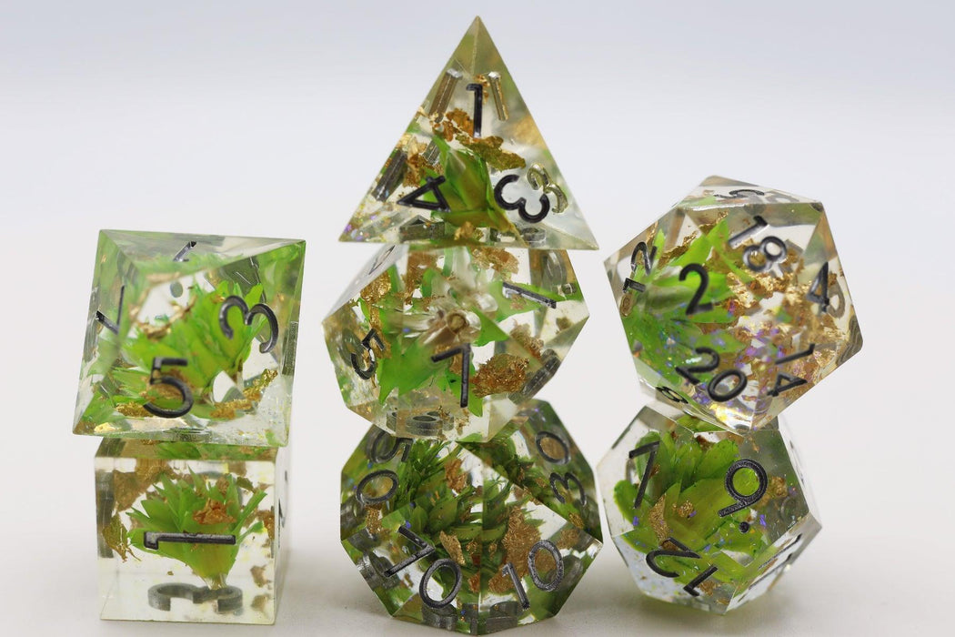 Green Lotus (Resin 7-Die RPG Set)